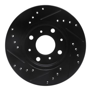 Honda Civic Brake Rotor (1) - Front Right - R1 Concepts - Drilled & Slotted - Black - `90-`00